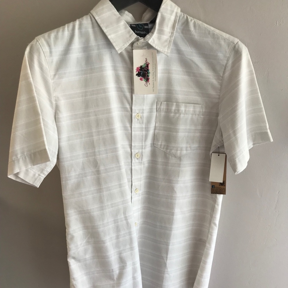 Men’s white striped button down